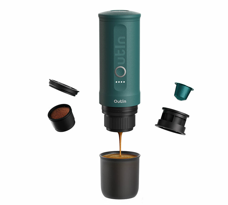 Outin Nano portable teal travel coffee maker